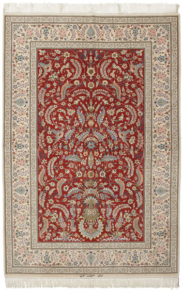  Isfahan Ordito In Seta Firmato: Kheyri Tappeto 151X226 Persiano Grigio Chiaro/Beige Piccolo Carpetvista