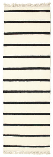 Dorri Stripe 80X250 Pequeno Branco/Preto Listrado Passadeira Tapete Lã