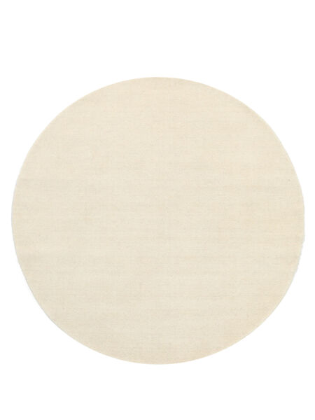  Ø 200 Plain (Single Colored) Handloom Rug - Ivory White Wool