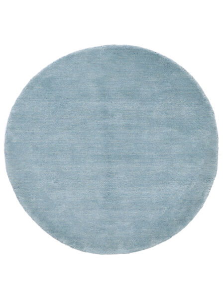  Wool Rug Ø 200 Handloom Light Blue Round
