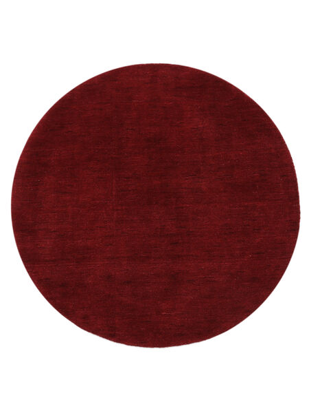 Handloom Ø 150 Small Dark Red Plain (Single Colored) Round Wool Rug