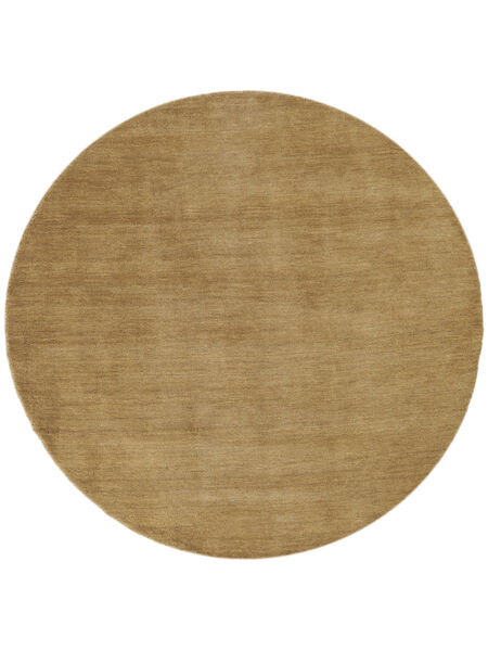 Handloom Ø 150 Small Beige Plain (Single Colored) Round Wool Rug