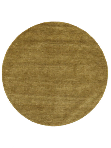  Ø 200 Einfarbig Handloom Teppich - Olivegrün Wolle