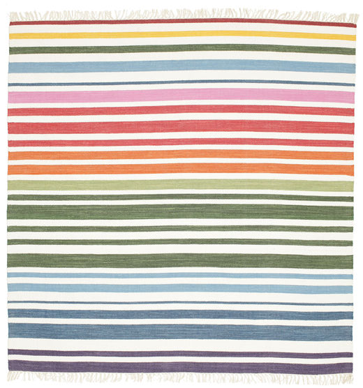 Tapis De Cuisine Rainbow Stripe 200X200 Coton Moderne Rayé Multicolore