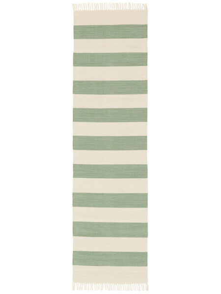  80X300 Rayé Petit Cotton Stripe Tapis - Vert Menthe Coton