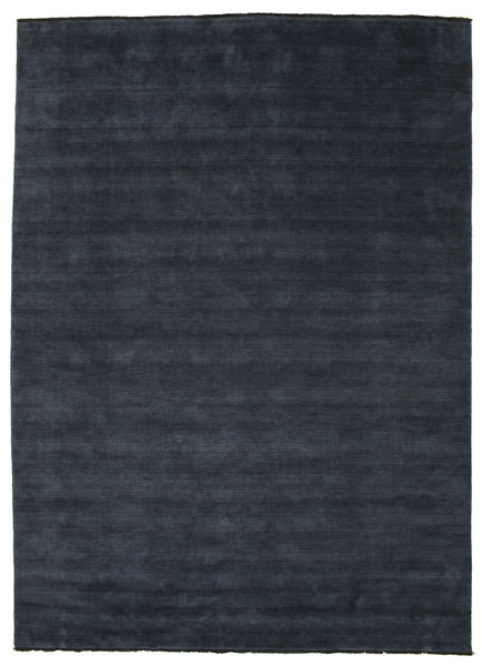 Handloom Fringes 250X350 Large Dark Blue Plain (Single Colored) Wool Rug