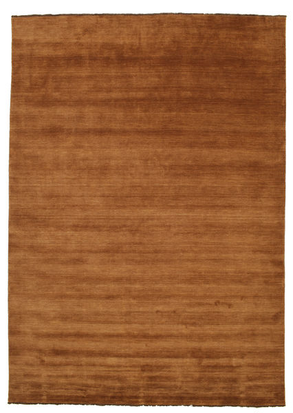 250X350 Plain (Single Colored) Large Handloom Fringes Rug - Brown Wool