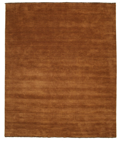 Handloom Fringes 250X300 Large Brown Plain (Single Colored) Wool Rug