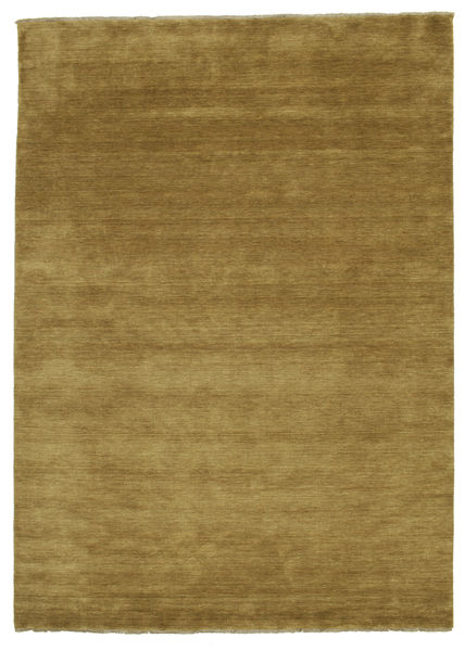 Handloom Fringes 250X350 大 オリーブグリーン 単色 ウール 絨毯