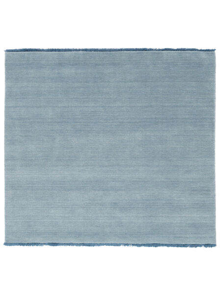  Wool Rug 250X250 Handloom Fringes Light Blue Square Large