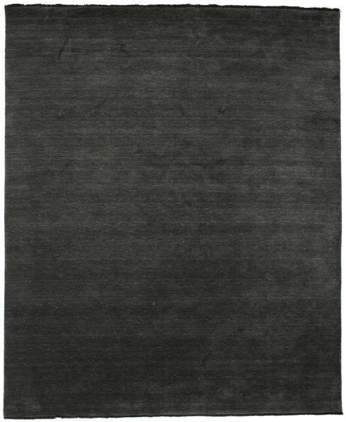Handloom Fringes 250X300 大 ブラック/グレー 単色 ウール 絨毯