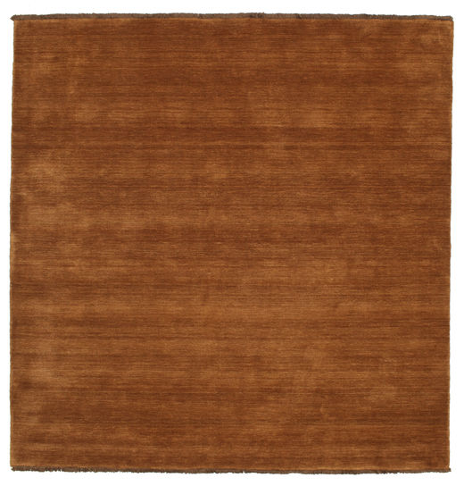 Handloom Fringes 200X200 Brown Plain (Single Colored) Square Wool Rug