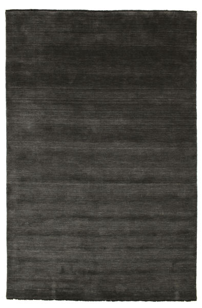  Wool Rug 200X300 Handloom Fringes Black/Grey