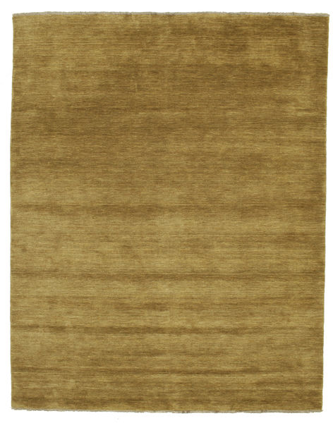 Handloom Fringes 200X250 Olive Green Plain (Single Colored) Wool Rug