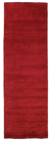  80X250 Jednobarevný Malý Handloom Fringes Koberec - Tmavě Červená Vlna