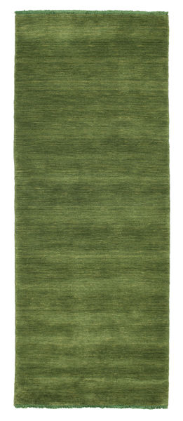 Wool Rug 80X200 Handloom Fringes Green Runner
 Small