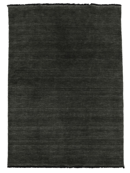  Wool Rug 80X120 Handloom Fringes Black/Grey Small