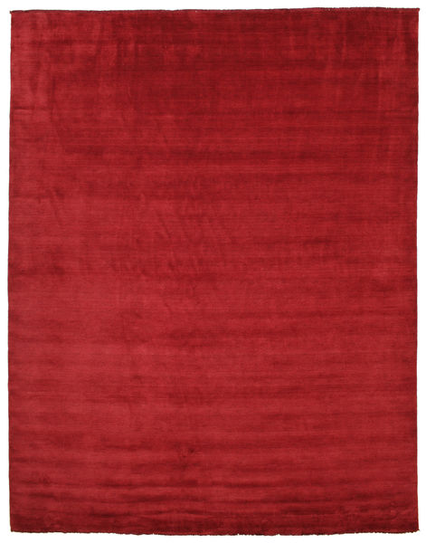  Wool Rug 300X400 Handloom Fringes Dark Red Large