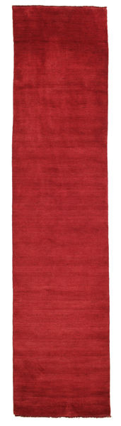  Wool Rug 80X350 Handloom Fringes Dark Red Runner
 Small