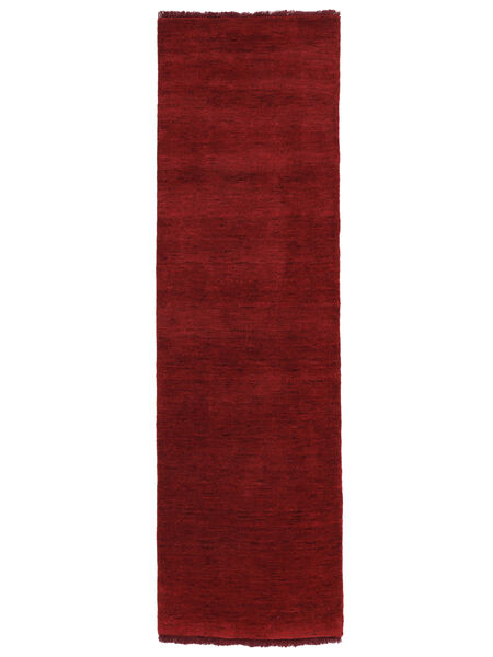  Alfombra De Lana 80X350 Handloom Fringes Rojo Oscuro Pequeño