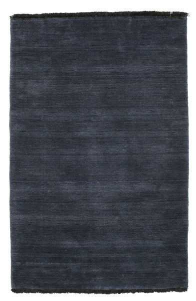 Handloom Fringes 80X120 Small Dark Blue Plain (Single Colored) Wool Rug