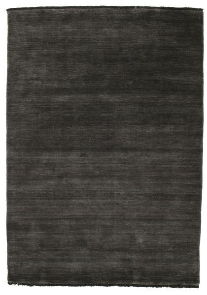  Wool Rug 140X200 Handloom Fringes Black/Grey Small