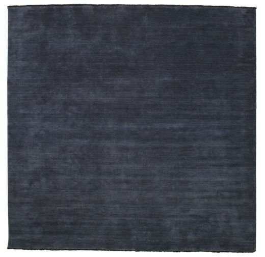 Handloom Fringes 300X300 Large Dark Blue Plain (Single Colored) Square Wool Rug