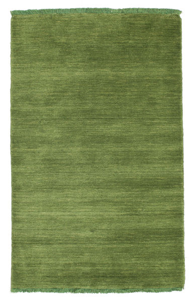  Wool Rug 80X120 Handloom Fringes Green Small