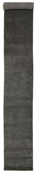  Wool Rug 80X600 Handloom Fringes Black/Grey Runner
 Small
