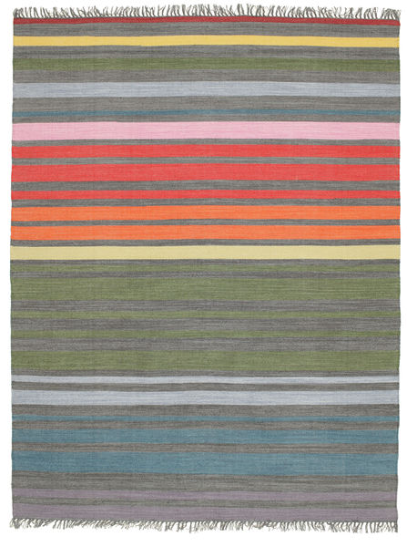 Rainbow Stripe 200X250 マルチカラー ストライプ 綿 ラグ 絨毯