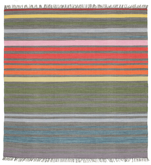  200X200 Gestreept Rainbow Stripe Vloerkleed - Multicolor Katoen, 
