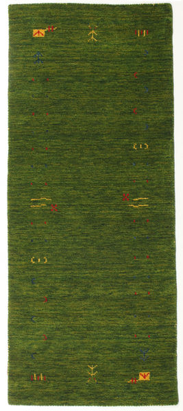 Gabbeh Loom Frame 80X200 Small Green Runner Wool Rug