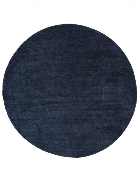 Handloom Ø 250 Large Dark Blue Plain (Single Colored) Round Wool Rug