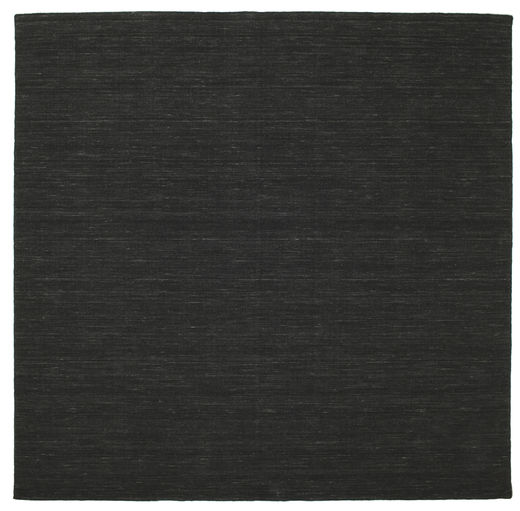 ウール 絨毯 250X250 Kelim Loom ブラック 正方形 ラグ 大