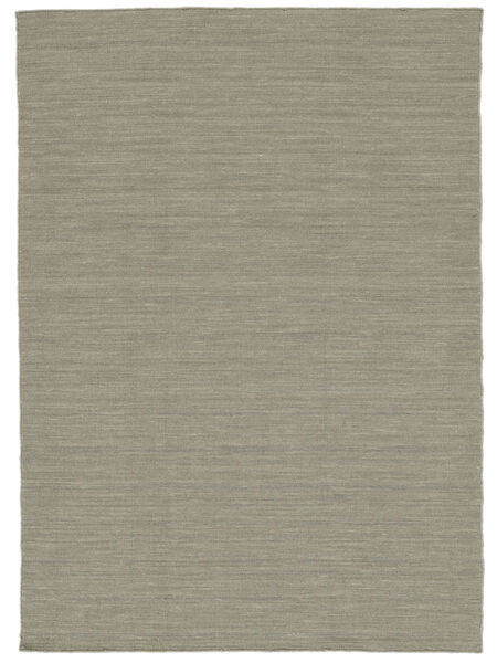  160X230 Einfarbig Kelim Loom Teppich - Hellgrau/Beige Wolle