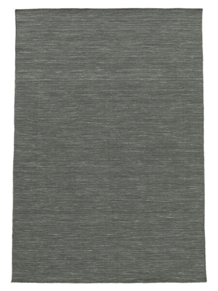 Kelim Loom 140X200 Small Dark Grey Plain (Single Colored) Wool Rug