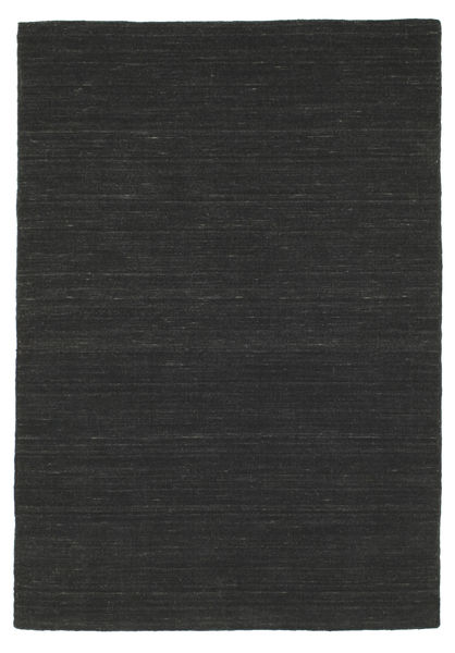 Kelim Loom 120X180 小 ブラック 単色 ウール 絨毯