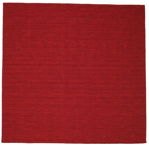 Kelim Loom 300X300 Grande Vermelho Escuro Cor Única Quadrado Tapete Lã