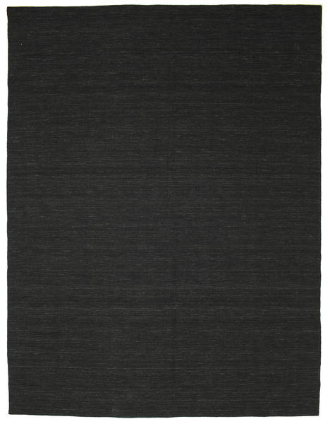 Kelim Loom 300X400 Large Black Plain (Single Colored) Wool Rug