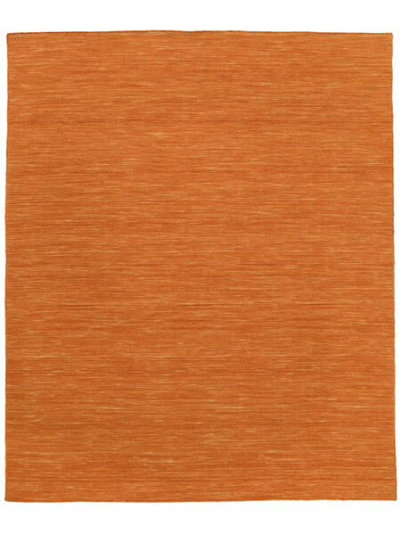  250X300 Plain (Single Colored) Large Kilim Loom Rug - Orange Wool