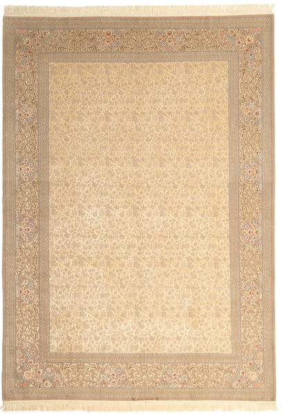 250X350 絨毯 オリエンタル イスファハン 絹の縦糸 署名: Dardashti ベージュ/オレンジ 大きな (ウール, ペルシャ/イラン) Carpetvista