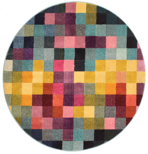 Torrent Ø 150 Small Multicolor Checkered Round Rug