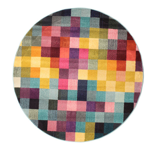 Torrent Ø 200 Multicolor Checkered Round Rug