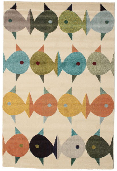  160X230 Animal Fugl Og Fisk Tapis - Beige/Multicolore