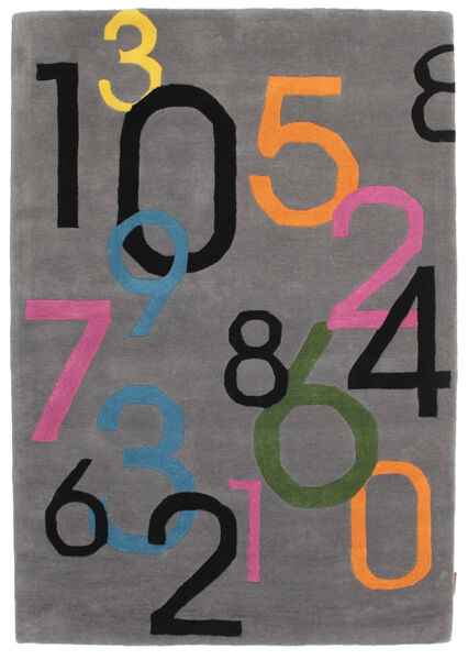  Tapete Infantil Lã 120X180 Lucky Numbers Cinzento Pequeno