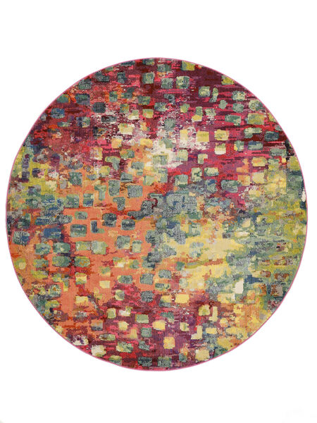 Davina Ø 250 Groot Multicolor Abstract Rond Vloerkleed