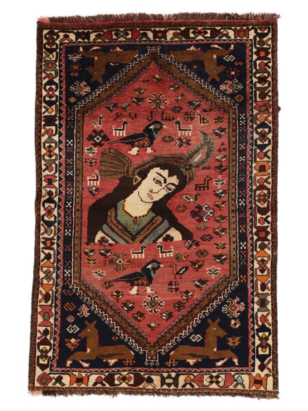  105X160 Ghashghai Fine Vloerkleed Zwart/Donkerrood Perzië/Iran Carpetvista