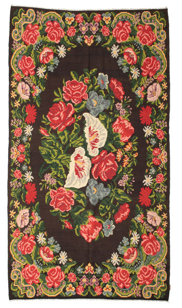 200X358 Tapete Oriental Kilim Rose Moldavia Castanho/Verde Escuro (Lã, Moldávia) Carpetvista