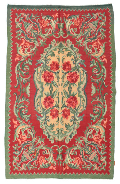  Rose Kelim Moldavia Rug 154X242 Wool Dark Red/Green Small Carpetvista