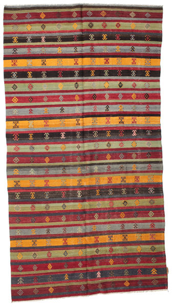  Orientalischer Kelim Vintage Türkei Teppich 167X316 Dunkelrot/Dunkelgelb Wolle, Türkei Carpetvista
